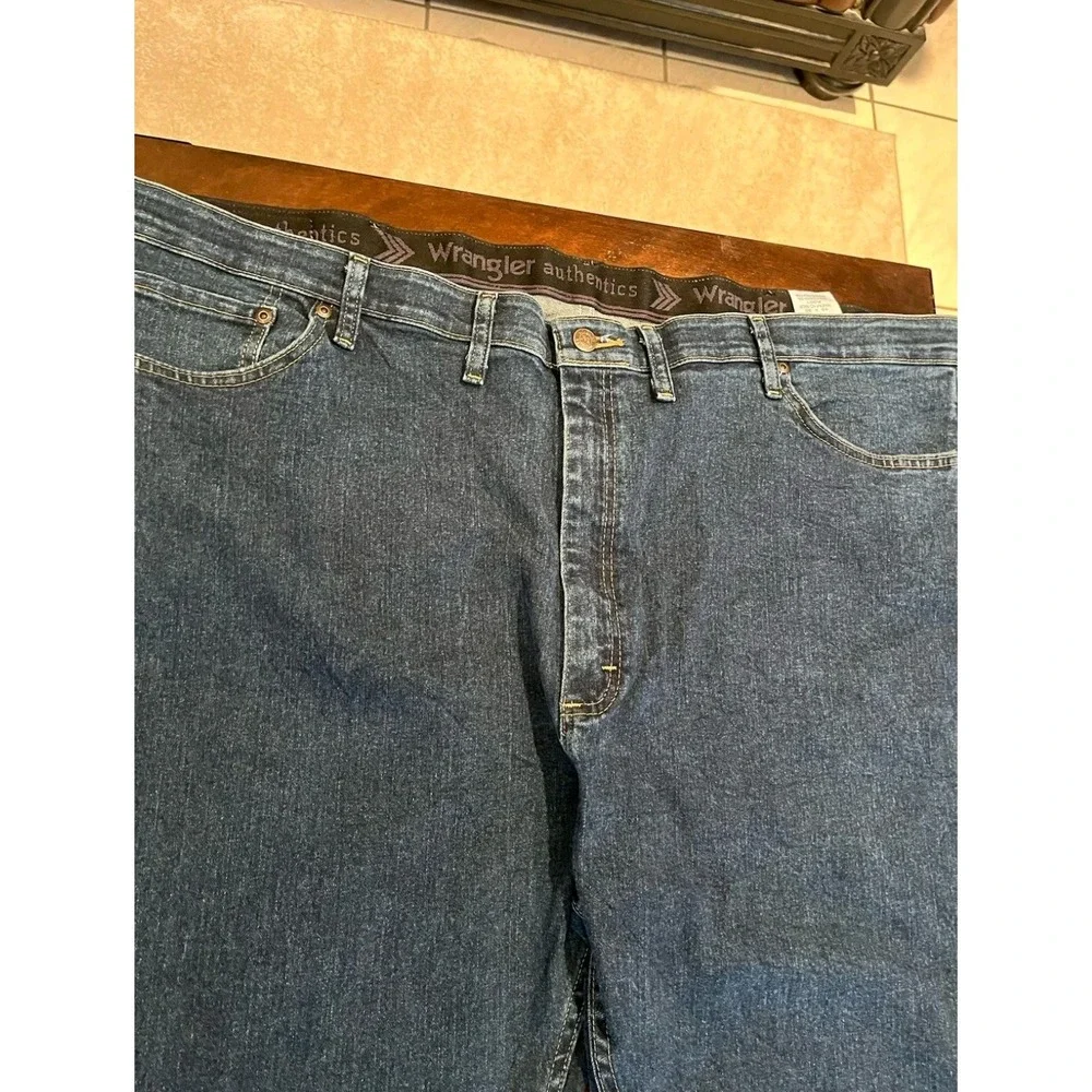 Wrangler Authentics Mens Comfort Flex Waist Straight Leg Jeans Dark Wash Denim